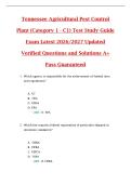 Tennessee Agricultural Pest Control  Plant &lpar;Category 1 - C1&rpar; Test Study Guide  Exam Latest 2026&sol;2027 Updated  Verified Questions and Solutions A&plus;  Pass Guaranteed