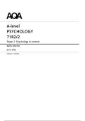 AQA A-level PSYCHOLOGY Paper 2 JUNE 2025 MARK SCHEME&colon; Psychology in context