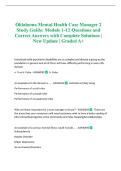 Oklahoma Mental Health Case Manager 2 Study Guide&colon; Module 1-12 Questions and Correct Answers with Complete Solutions &vert; New Update &vert; Graded A&plus;