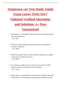 Tennessee cat Test Study Guide  Exam Latest 2026&sol;2027  Updated Verified Questions  and Solutions A&plus; Pass  Guaranteed 