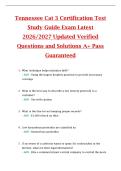 Tennessee Agricultural Pest Control Plant &lpar;Category 1 - C1&rpar; Test Study Guide Exam Latest 2026&sol;2027 Updated Verified Questions and Solutions A&plus; Pass Guaranteed
