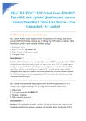 BKAT ICU POST TEST Actual Exam 2026&sol;2027&colon; Test with Latest Updated Questions and Answers &vert; Already Passed for Critical Care Success &ndash; Pass Guaranteed - A&plus; Graded