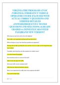 VIRGINIA FIRE PROGRAMS -EVOC  &lpar;VIRGINIAS&comma; EMERGENCY VEHICLE  OPERATOR COURSE EXAM 2026 WITH  ACTUAL CORRECT QUESTIONS AND  VERIFIED DETAILED  ANSWERS&vert;FREQUENTLY TESTED  QUESTIONS AND SOLUTIONS &vert;ALREADY  GRADED A&plus;&vert;NEWEST&vert;GUARANTEED  PASS&vert;BRAND NEW VERSION&excl;