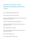 Study Guide - EMS 1021 - Terms & Definitions Exam Questions With Correct Answers&period;