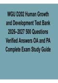 WGU D202 Human Growth and Development Test Bank 2026&sol; 2027 500 Questions Verified Answers OA with solution Exam Prep
