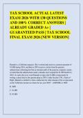TAX SCHOOL ACTUAL LATEST  EXAM 2026 WITH 130 QUESTIONS  AND 100&percnt; CORRECT ANSWERS &vert;  ALREADY GRADED A&plus; &vert;  GUARANTEED PASS &vert; TAX SCHOOL  FINAL EXAM 2026 &lbrack;NEW VERSION&rsqb; 