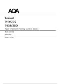AQA A-level PHYSICS Paper 3BD JUNE 2025 MARK SCHEME&colon; Turning points in physics 