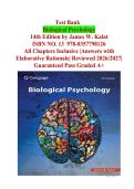 Test Bank for Biological Psychology 14th Edition Kalat &vert; All Chapters 1-15 &vert; Verified Answers & Rationales &vert; Instant Download