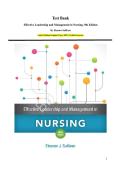 Test Bank for Effective Leadership and Management in Nursing&comma; 9th Edition&period; By Eleanor Sullivan &vert; Latest Edition &vert; 100&percnt; Verified Questions & Answers &vert; Original Nursing Leadership Exam Prep