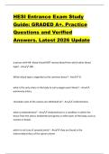 HESI Entrance Exam Study  Guide&colon; GRADED A&plus;&period; Practice  Questions and Verified  Answers&period; Latest 2026 Update 