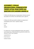 ASSIGNMENT 1 COM4807 ORGANISATIONAL COMMUNICATION THEORY ACTUAL EXAM PAPER 2026 QUESTIONS WITH ANSWERS GRADED A&plus;