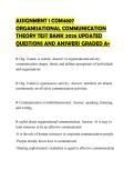 ASSIGNMENT 1 COM4807 ORGANISATIONAL COMMUNICATION THEORY TEST BANK 2026 UPDATED QUESTIONS AND ANSWERS GRADED A&plus;