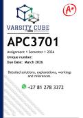 APC3701 Assignment 1 &lpar;DETAILED ANSWERS&rpar; Semester 1 2026 - DISTINCTION GUARANTEED