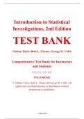 Test Bank &ndash; Introduction to Statistical Investigations&comma; 2nd Edition &ndash; Nathan Tintle&comma; Beth L&period; Chance&comma; & George W&period; Cobb &ndash; ISBN 9781119683452 &lpar;Complete Chapters 1&ndash;11 Covered&rpar;