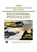Test Bank for Educational Psychology&comma; 15th Edition By Anita Woolfolk &vert; Complete All Chapters &vert; 100&percnt; Original Verified Questions & Answers &vert; Latest Edition Exam Prep & Study Guide