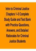 Introduction to Criminal Justice Chapters 1&ndash;5 &ndash; Complete Study Guide and Test Bank with Practice Questions and Answers 2026 Updated