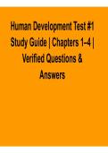 Human Development Test 1 Study Guide &ndash; Chapters 1&ndash;4 Verified Questions and Answers 2026 Updated