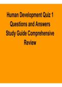 Human Development Quiz 1 &ndash; Questions and Answers Study Guide ComprDownload the Human Development Quiz 1 Questions and Answers Study Guide &ndash; Comprehensive Review&period; This study resource includes exam-style practice questions designed to reinforce key developm