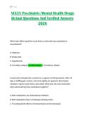 NCLEX Psychiatric&sol;Mental Health Drugs &vert;Actual Questions And Verified Answers 2026