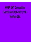 HOSA EMT Competitive Event Exam 2026&ndash;2027 &ndash; 150&plus; Verified Questions & Answers