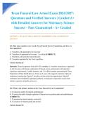 Texas Funeral Law Actual Exam 2026&sol;2027&colon; Questions and Verified Answers &vert; Graded A&plus; with Detailed Answers for Mortuary Science Success &ndash; Pass Guaranteed - A&plus; Graded
