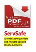 ServSafe Alcohol Exam Questions and Answers Updated &lpar;Verified Answers&rpar;