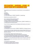 PSYCHIATRIC NURSING EXAM &num;1 QUESTIONS WITH ANSWERS 2026