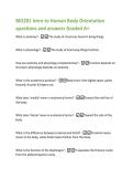BIO201 Intro to Human Body Orientation  questions and answers Graded A&plus; 