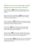BIO201 Unit 1 Anatomy&comma; Physiology&comma; and Cell  Biology questions and answers Graded A&plus; 