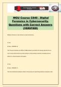WGU Course C840 - Digital Forensics in Cybersecurity- Questions with Correct Answers &lpar;VERIFIED&rpar;