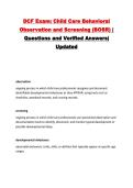 DCF Exam&colon; Child Care Behavioral Observation and Screening &lpar;BOSR&rpar; &vert; Questions and Verified Answers&vert; Updated