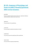 BI 121- Anatomy & Physiology Lab Exam -2 &lpar;GRCC Periard&rpar; Questions With Correct Answers 