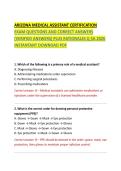 Arizona Medical Assistant Certification Exam Practice Questions with Correct Answers