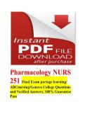 Pharmacology NURS 251 Final Exam portage learning&sol; ABCnursing&sol;Geneva College Questions and Verified Answers&comma; 100&percnt; Guarantee Pass