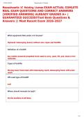 Massachusetts 1C Hoisting License EXAM ACTUAL COMLETE  REAL EXAM QUESTIONS AND CORRECT ANSWERS  &lpar;VERIFIED ANSWERS&rpar; ALREADY GRADED A&plus; &vert;  GUARANTEED SUCCESS&excl;&excl;Test Bank Questions &  Answers &vert;&vert; Most Recent Exam 2026-2027 