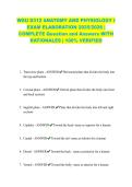 WGU D312 ANATOMY AND PHYSIOLOGY I EXAM ELABORATION 2025&sol;2026 &vert; COMPLETE Question and Answers WITH RATIONALES &vert; 100&percnt; VERIFIED