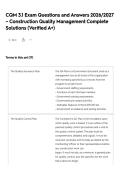 CQM 3&period;1 Exam Questions and Answers 2026&sol;2027 &ndash; Construction Quality Management Complete Solutions &lpar;Verified A&plus;&rpar;