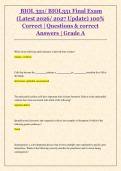 BIOL 351 Biology &ndash; Final Exam &lpar;2026&ndash;2027&rpar; Verified Questions and Correct Answers Study Guide