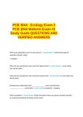 PCB 3044 - Ecology Exam 3 PCB3044 Midterm exam 3 QUESTIONS AND VERIFIED ANSWERS&period;