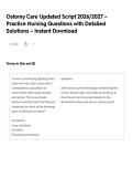 Ostomy Care Updated Script 2026&sol;2027 &ndash; Practice Nursing Questions with Detailed Solutions &ndash; Instant Download