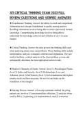 ATI CRITICAL THINKING EXAM 2023 FULL REVIEW QUESTIONS AND VERIFIED ANSWERS