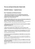 The Law and Special Education Study Guide 2026&sol;2027 Syllabus &mdash; Updated Version