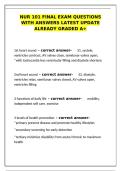NUR 101 Final Exam Questions with Answers Latest Update Graded A&plus;