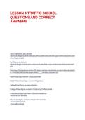 LESSON 4 TRAFFIC SCHOOL QUESTIONS AND CORRECT ANSWERS