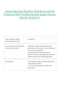 Autism Spectrum Disorders Final Exam with all Correct & 100&percnt; Verified Answers &vert;Latest Version &vert;Already Graded A&plus;