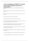 AACN Certification CCRN&sol;PCCN Critical Care Exam 1 Questions and Answers Updated 2026