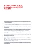FLORIDA TRAFFIC SCHOOL QUESTIONS AND CORRECT ANSWERS