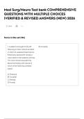 Med Surg&sol;Neuro Test bank COMPREHENSIVE QUESTIONS WITH MULTIPLE CHOICES &vert;VERIFIED & REVISED ANSWERS &lpar;NEW&rpar; 2026