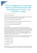 AQA A-Level Biology Paper 2 Comprehensive Practice Exam 2026&sol;2027 Specification &lpar;7402&rpar;&colon; Verified Questions and A&plus; Answers &ndash; Pass Guaranteed - A&plus; Graded