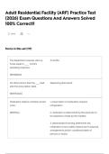 Adult Residential Facility &lpar;ARF&rpar; Practice Test &lpar;2026&rpar; Exam Questions And Answers Solved 100&percnt; Correct&excl;&excl;